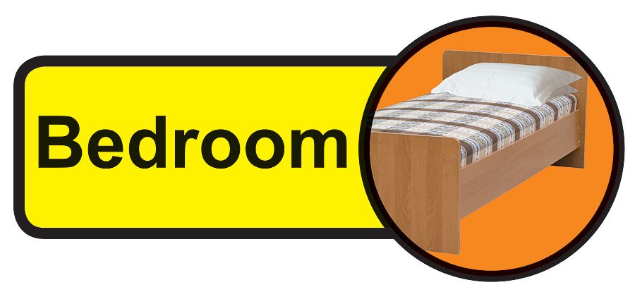 Bedroom Dementia Sign  210x480mm 1.2mm Rigid Plastic Safety Sign  