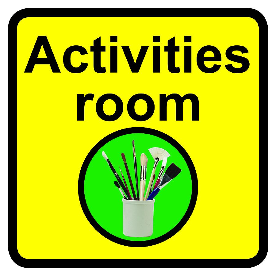 Activities room Dementia Sign 300x300mm 1.2mm Rigid Plastic Safety Sign