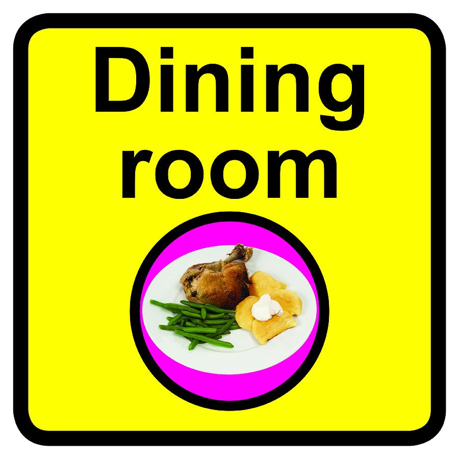 Dining Room Dementia Sign  300x300mm 1.2mm Rigid Plastic Safety Sign  