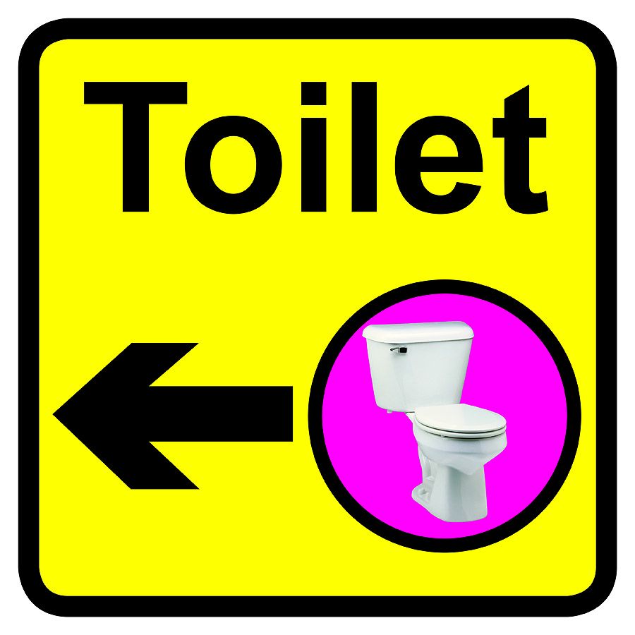 Toilet Dementia Sign Arrow Left 300x300mm 1.2mm Rigid Plastic Safety Sign  