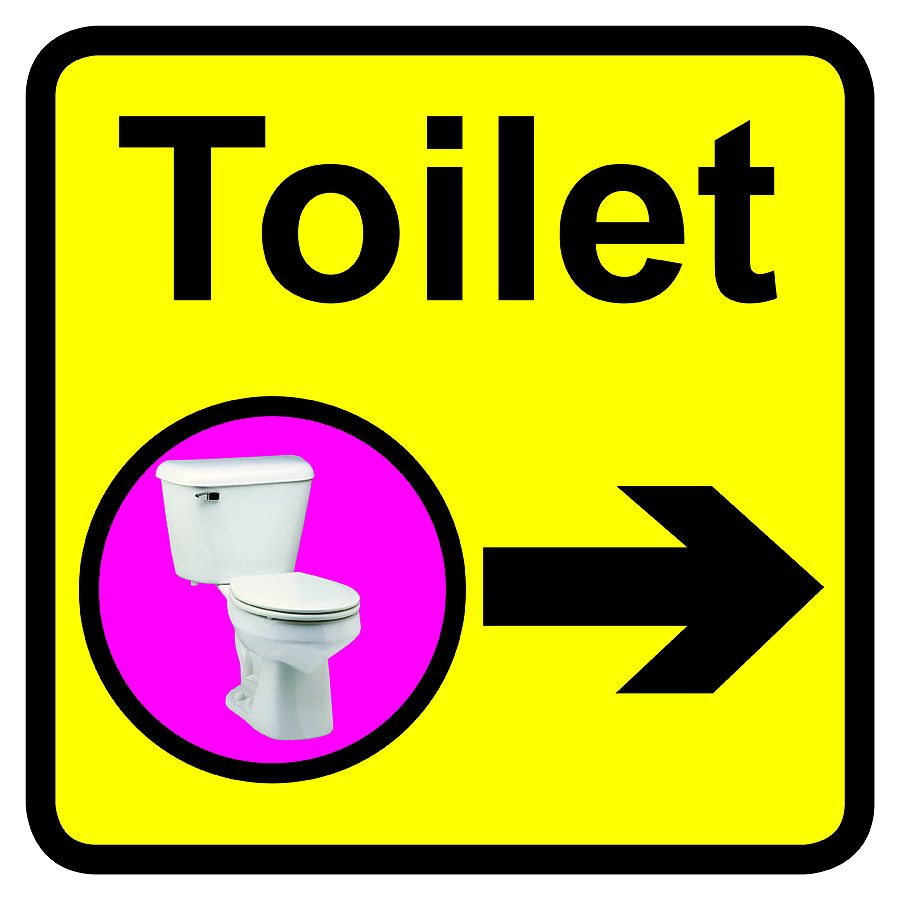 Toilet Dementia Sign Arrow Right 300x300mm 1.2mm Rigid Plastic Safety Sign  