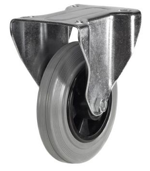 LD Top Plate Fixed Castor - 125mm - Grey Rubber