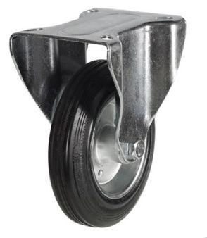 LD Top Plate Fixed Castor - 100mm - Black Rubber
