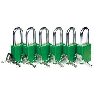 Lockout Safety Padlocks Green - 6 Pack   Lockout