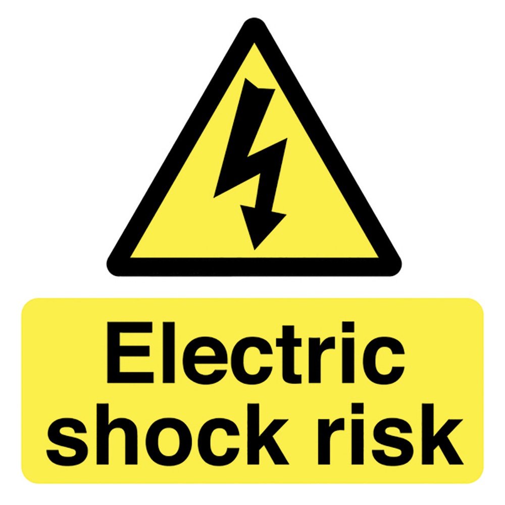 Electric Shock Risk 50x50mm Self Adhesive Vinyl - Pack of 10
