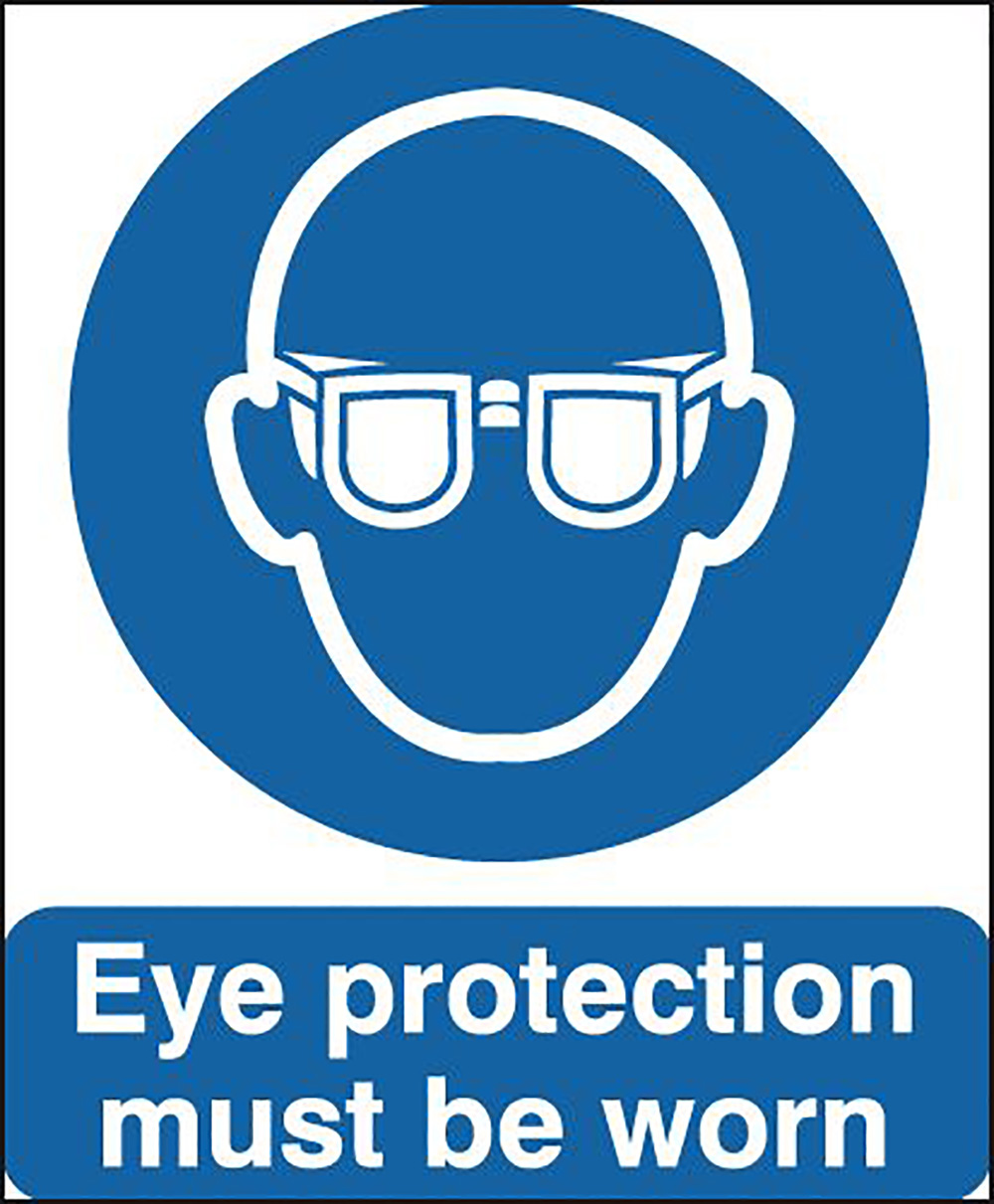 Eye Protection Must Be Worn  100x75mm Self Adhesive Vinyl Safety Sign  