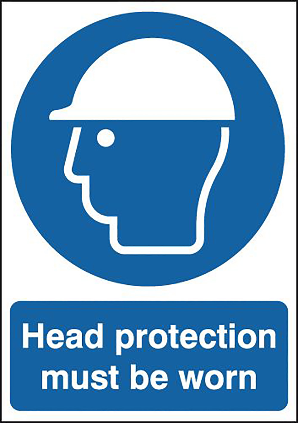 Head Protection Must Be Worn 297x210mm Self Adhesive Vinyl Safety Sign  