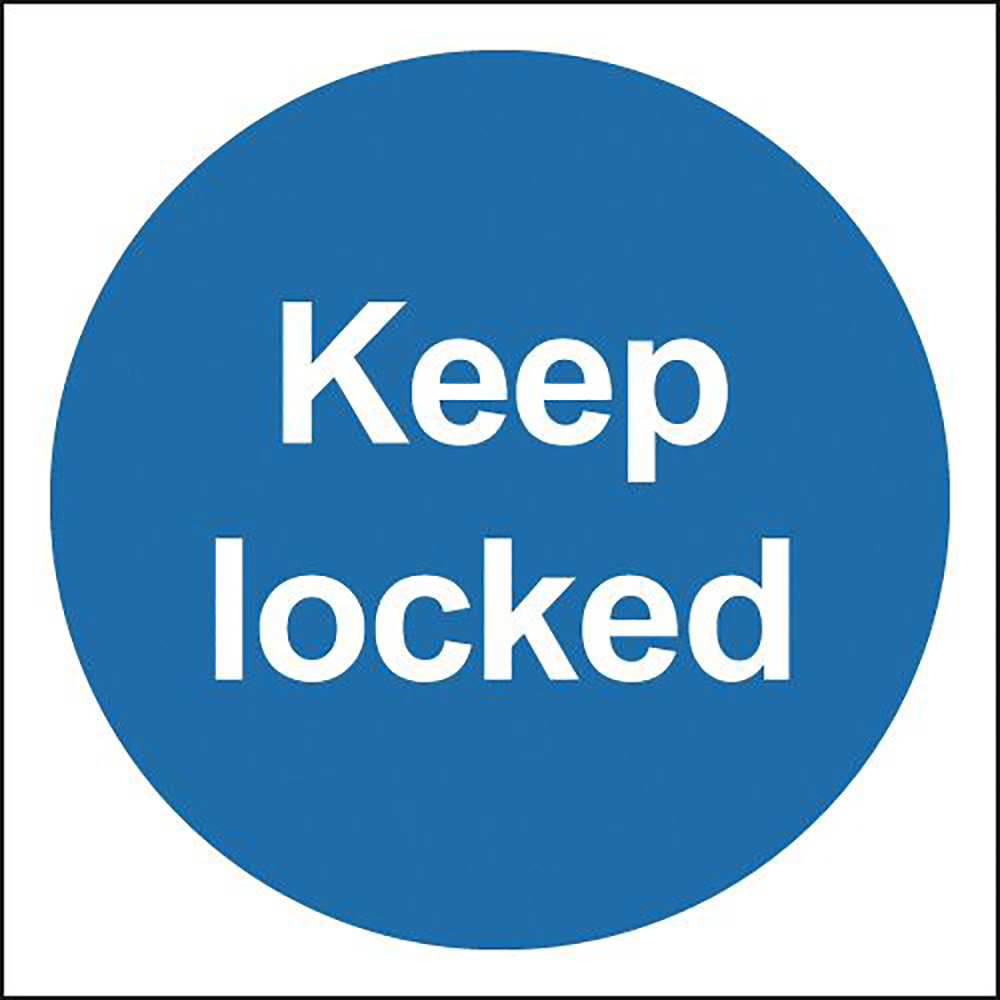 Keep Locked 100x100mm Self Adhesive Vinyl Safety Sign