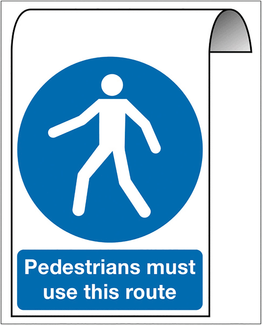 500 x 300mm Pedestrians must use this route Roll Top Sign   Construction