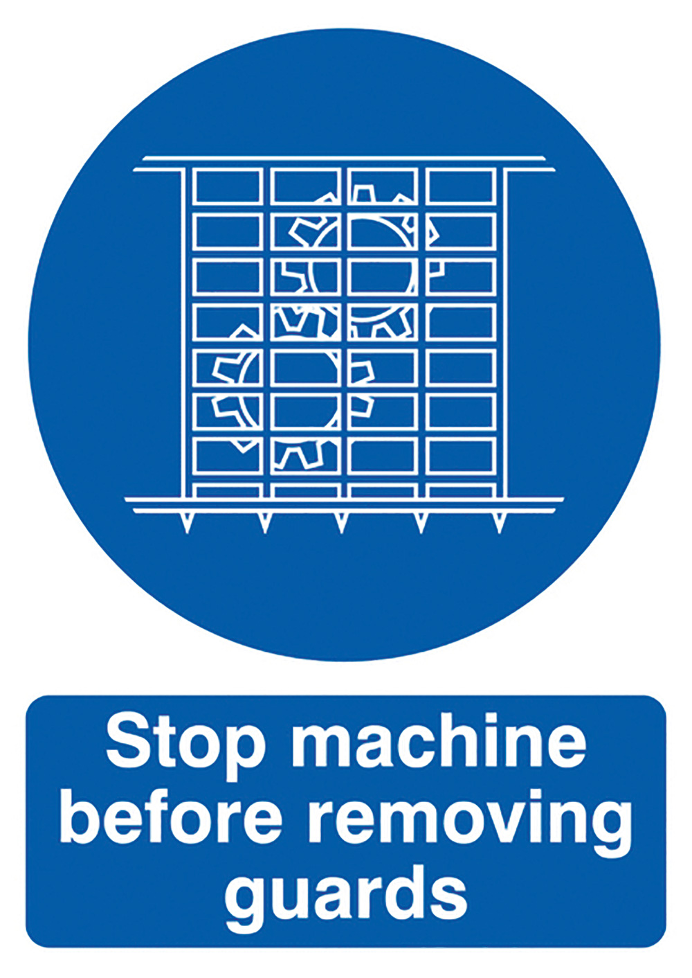 Stop Machine Before Removing Guards  210x148mm  1.2mm Rigid Plastic Safety Sign  