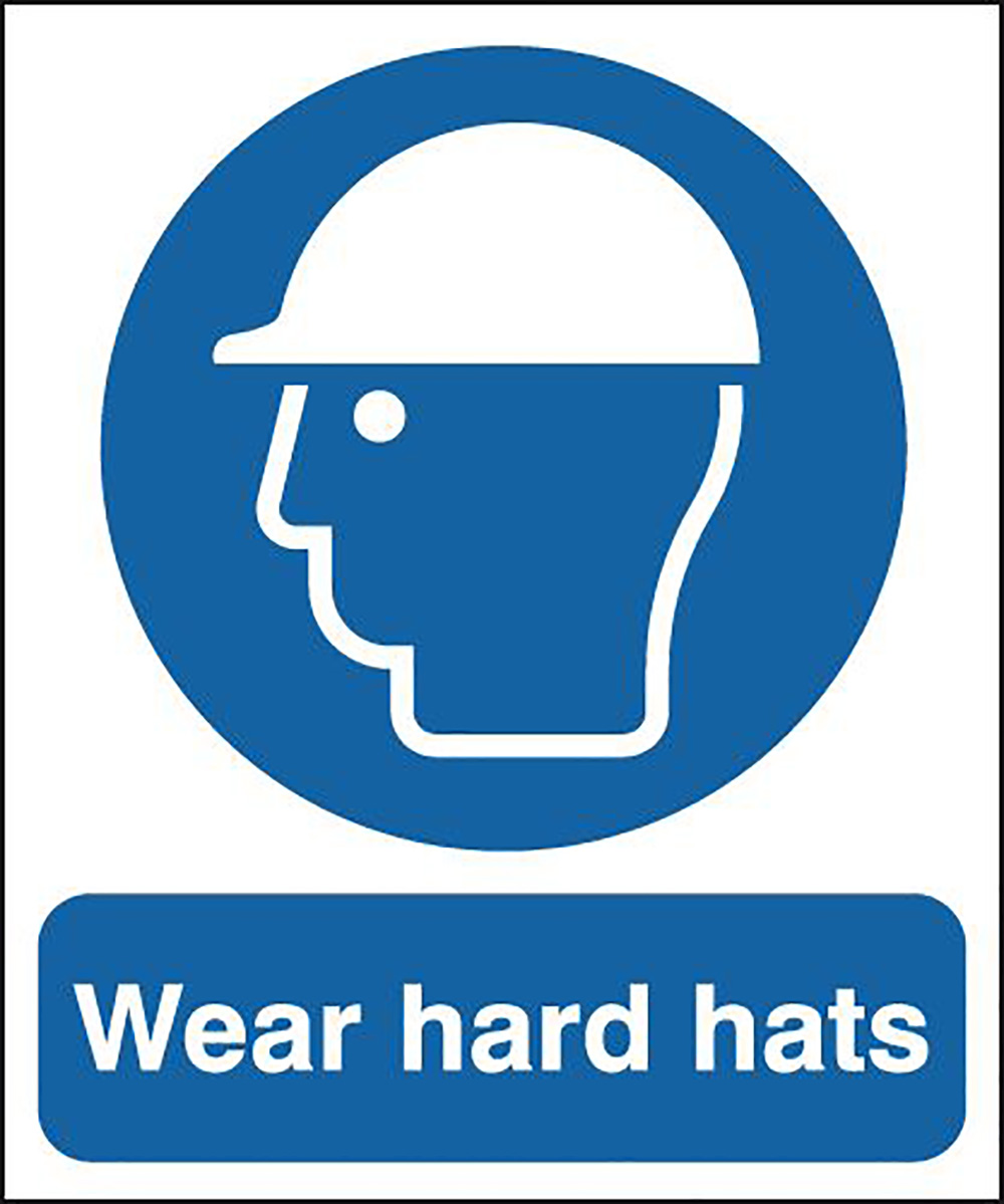 Wear Hard Hats 210x148mm 1.2mm Rigid Plastic Safety Sign  
