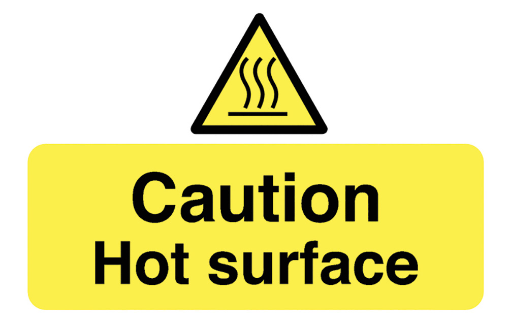 Caution Hot Surface Self Adhesive Vinyl Sign Pack of 6 
