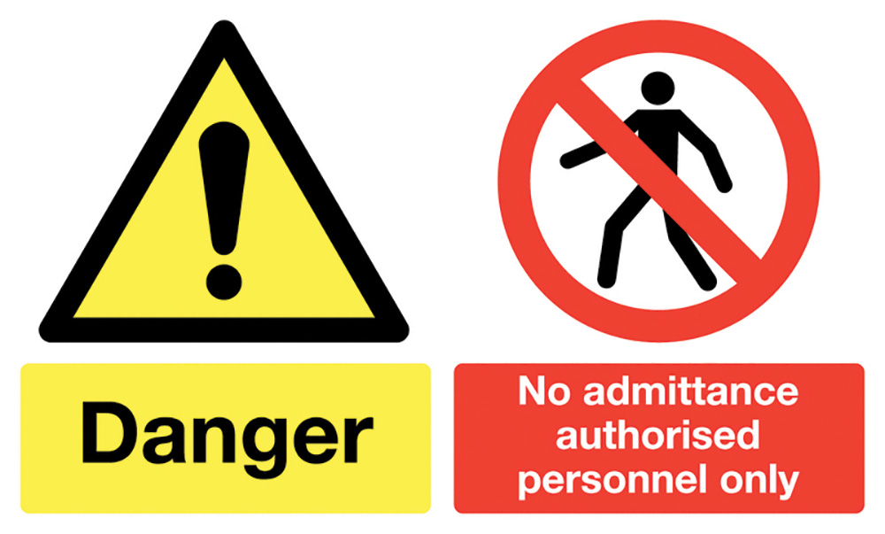 Danger No Admittance Authorised Personnel Only 300x500mm Rigid Safety Sign