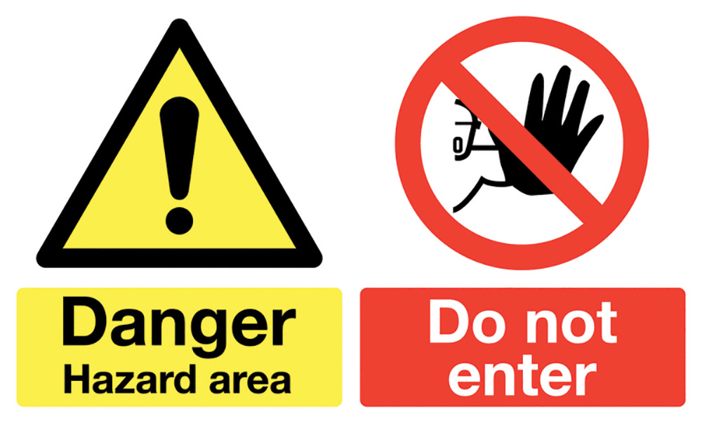 450 x 600mm Danger Hazard area Do not enter stanchion sign