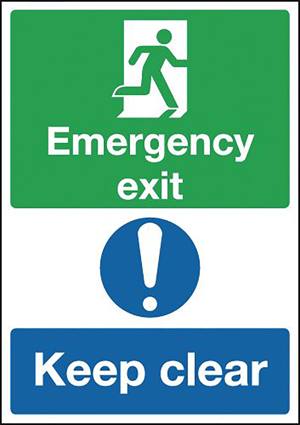 Emergency Exit Keep Clear  150x300mm 1.2mm Rigid Plastic Safety Sign  