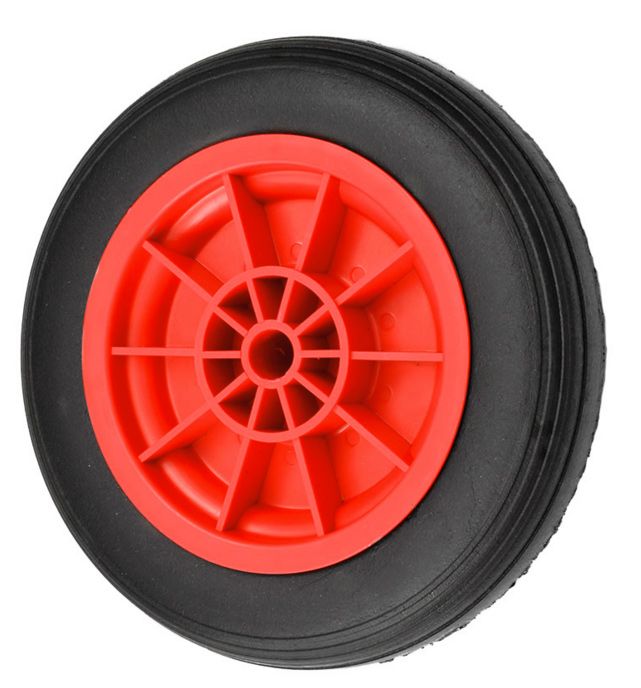 Black Solid Rubber Tyre  Red Polyprop. Ctr Wheel - 280mm