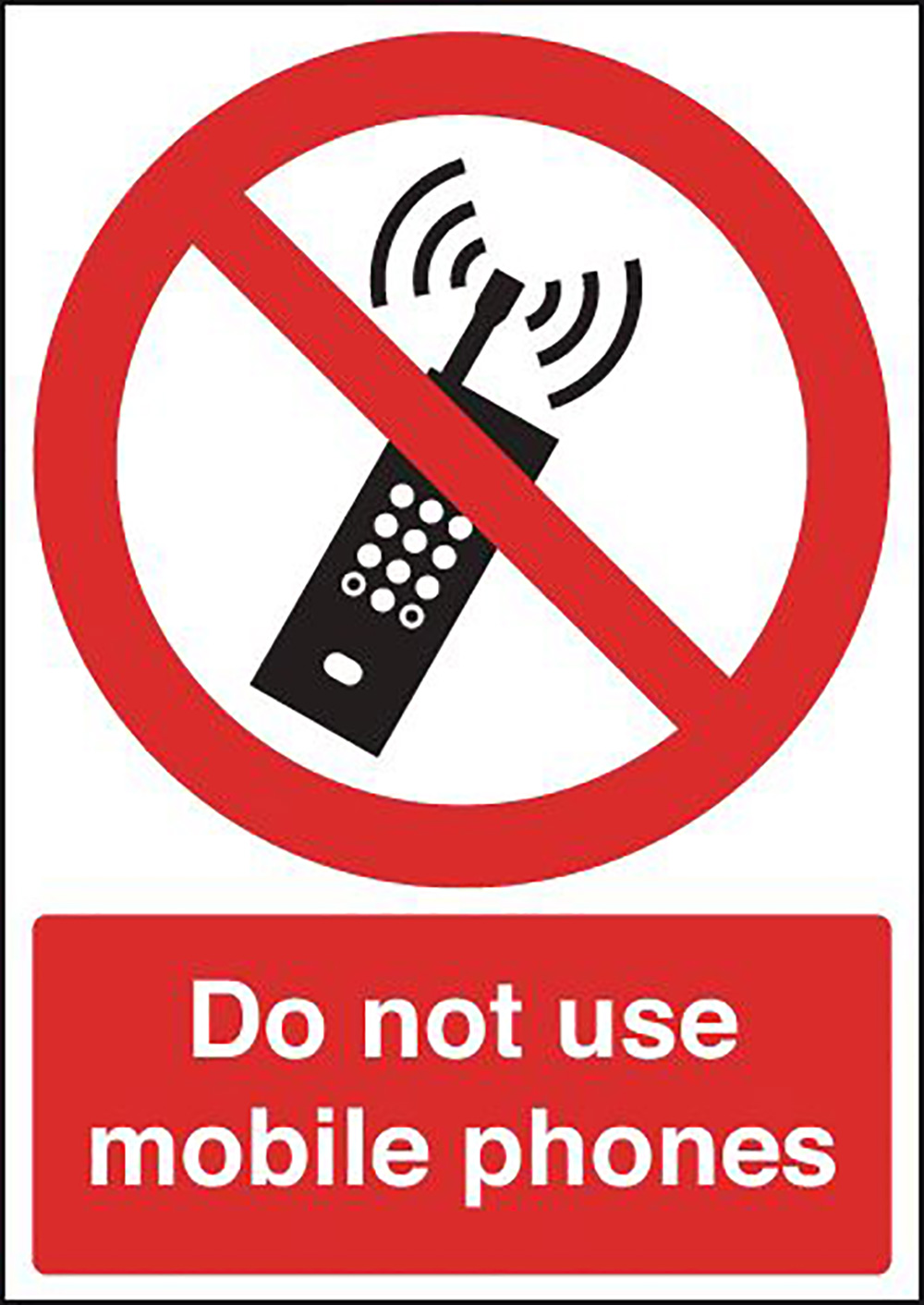 Do Not Use Mobile Phones  210x148mm Self Adhesive Vinyl Safety Sign  