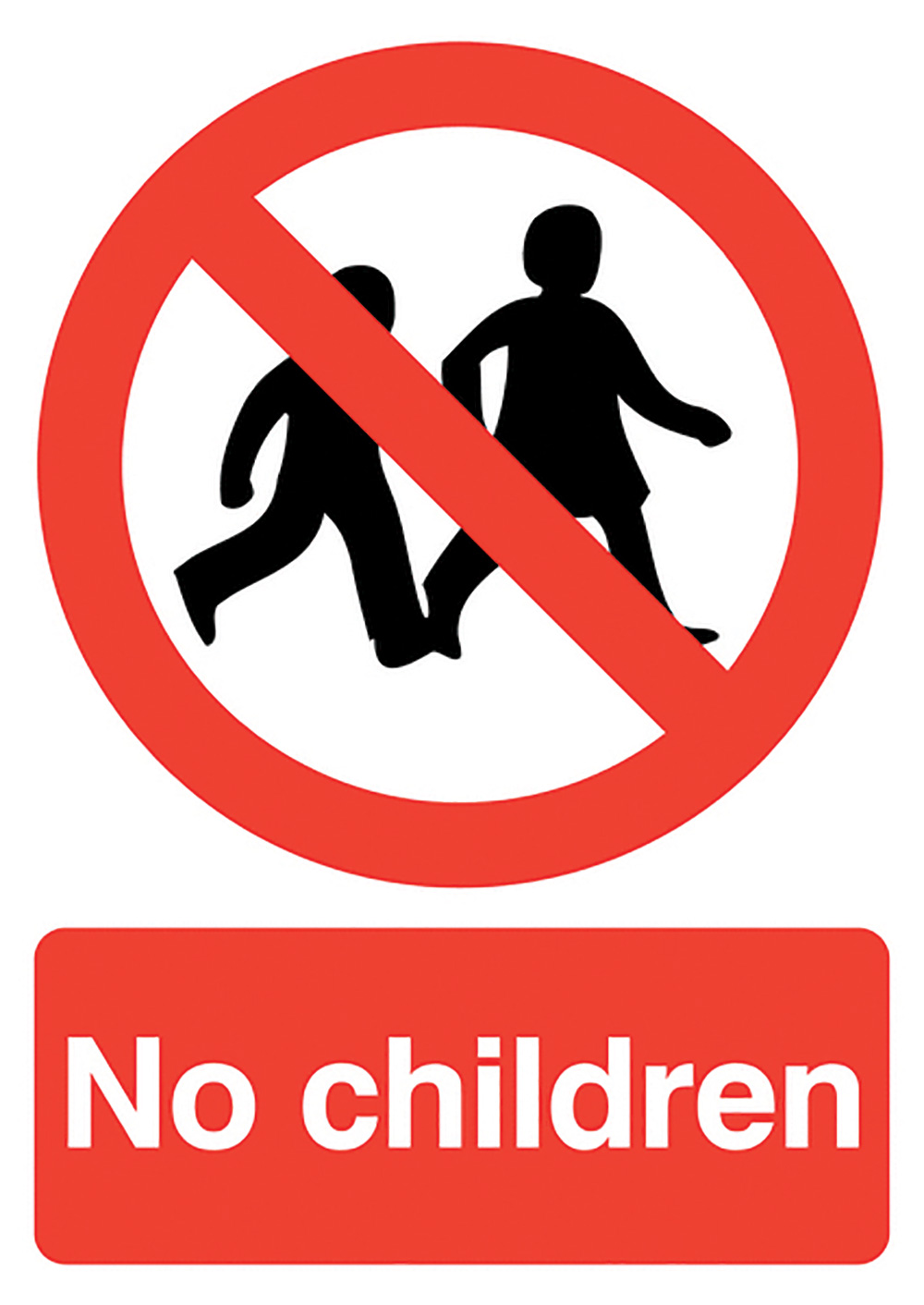 No Children  210x148mm 1.2mm Rigid Plastic Safety Sign  