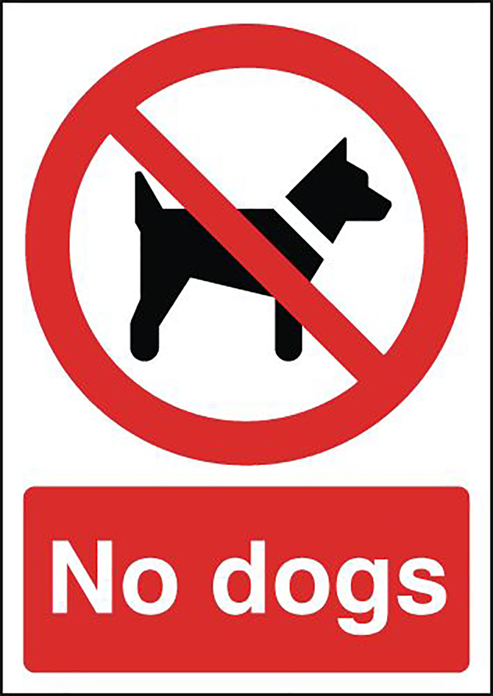 No Dogs 297x210mm Self Adhesive Vinyl Safety Sign  