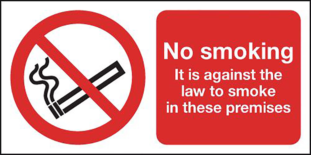 No Smoking It Is Against The Law 150x300mm Self Adhesive Vinyl Safety Sign  