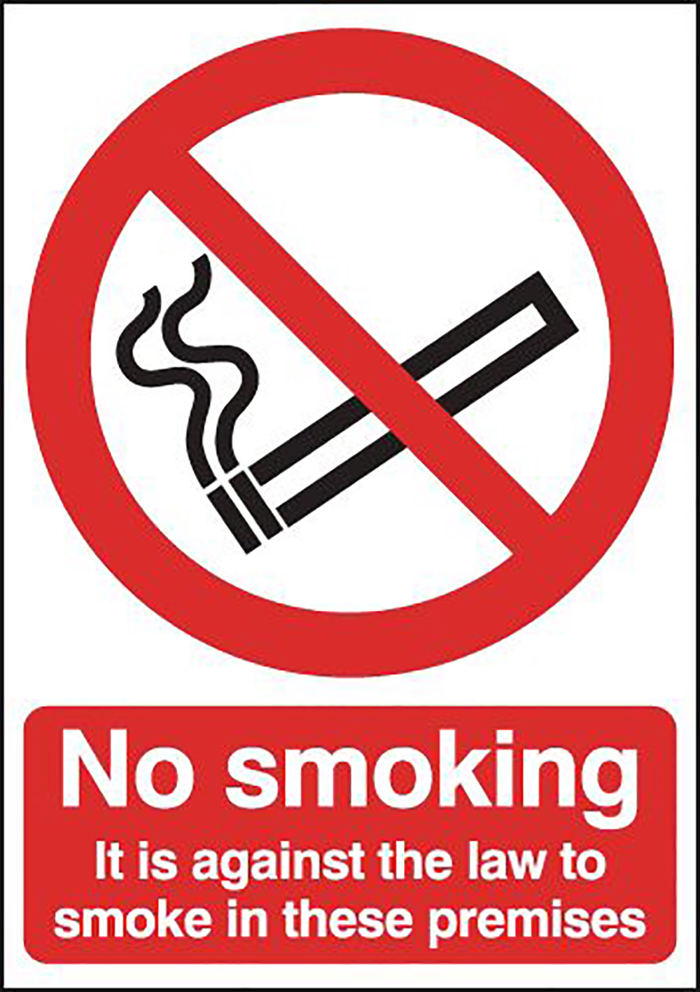 No Smoking It Is Against The Law  297x210mm 1.2mm Rigid Plastic Safety Sign  