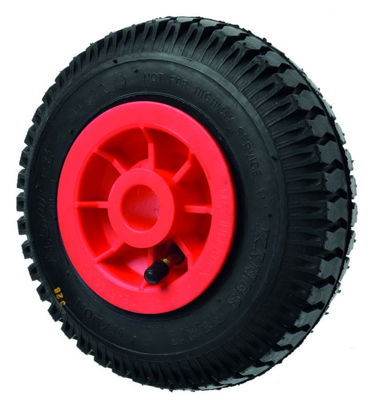 Black Pneumatic Tyre / Red Polyprop. Ctr Wheel - 260mm - Plain Bore