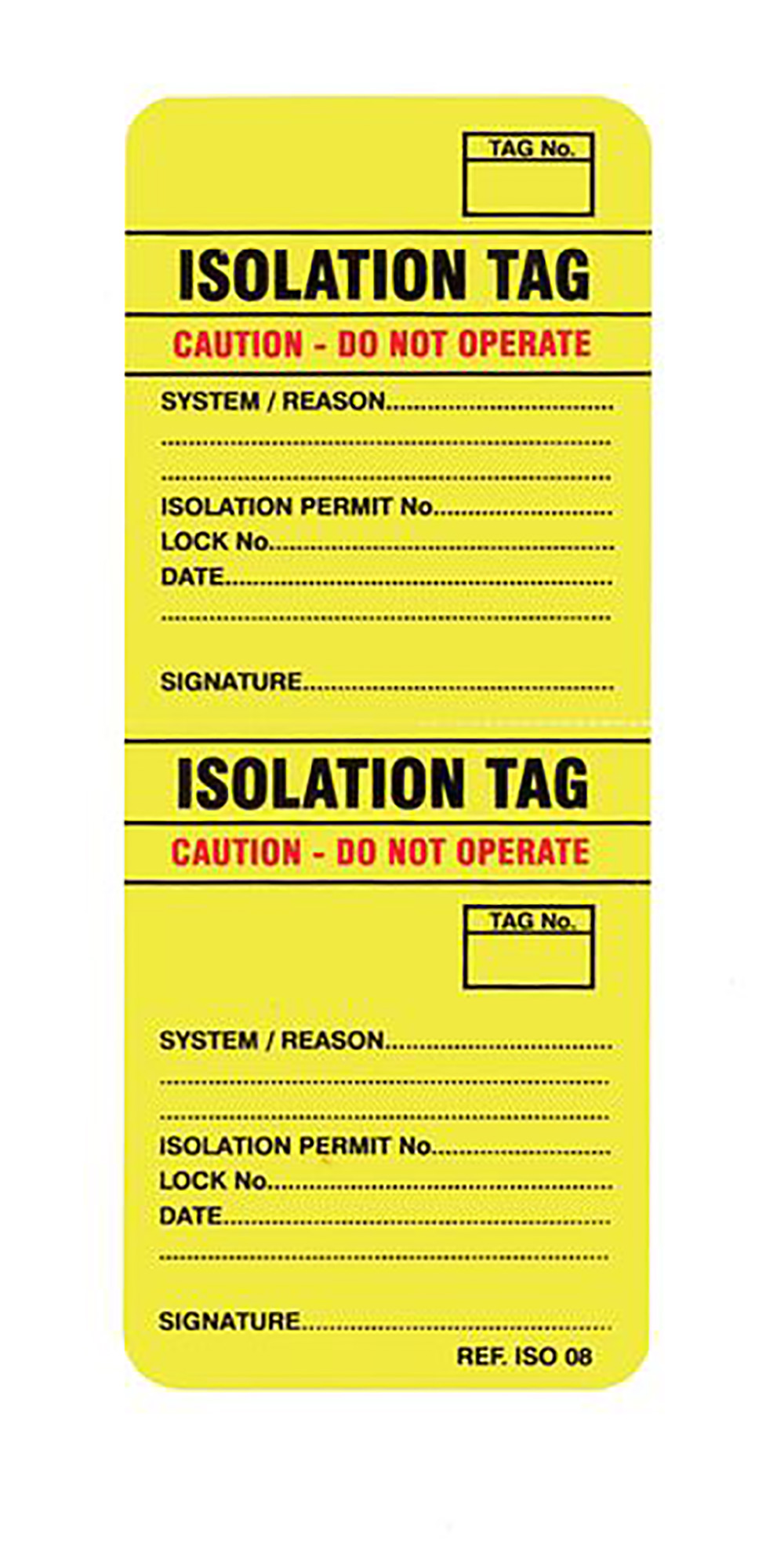 Scafftag Isotag Isolation Tags