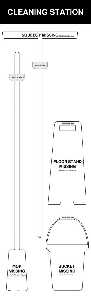 White Shadow Board Non Stocked Mop bucket squeegee floor stand