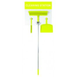 Yellow Cleaning Station Shadow Board Stocked Dustpan brush and broom