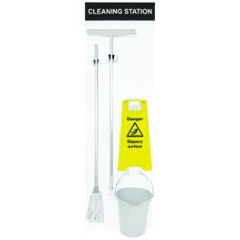 White Shadow Board Stocked Mop  bucket  squeegee and floor stand