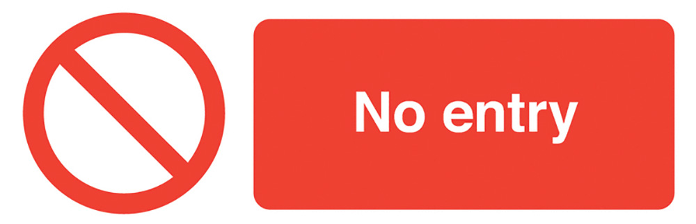 No Entry 50x150mm Self Adhesive Vinyl Sign Pack of 6