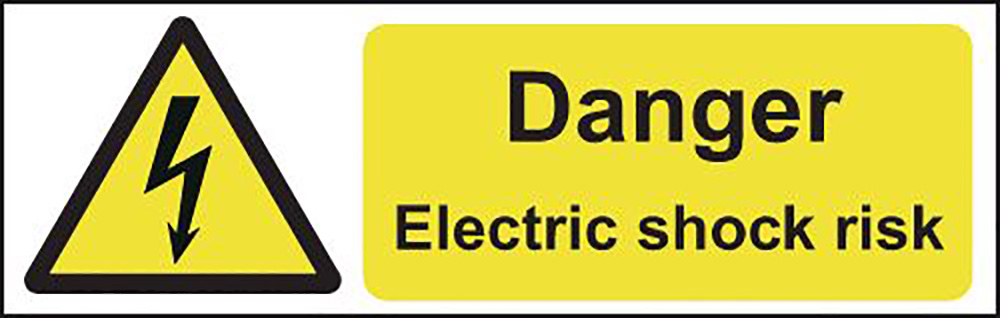 Danger Electric Shock Risk 50 x 150mm Self Adhesive Vinyl Sign Pack of 6