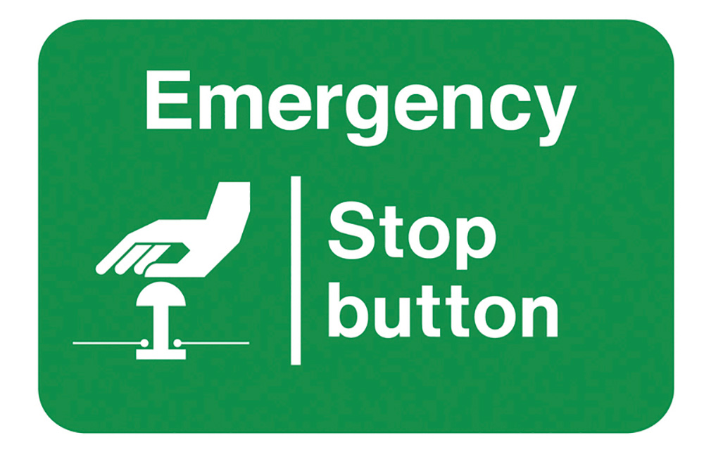 Emergency Stop Button Self Adhesive Vinyl Sign Pack of 6 