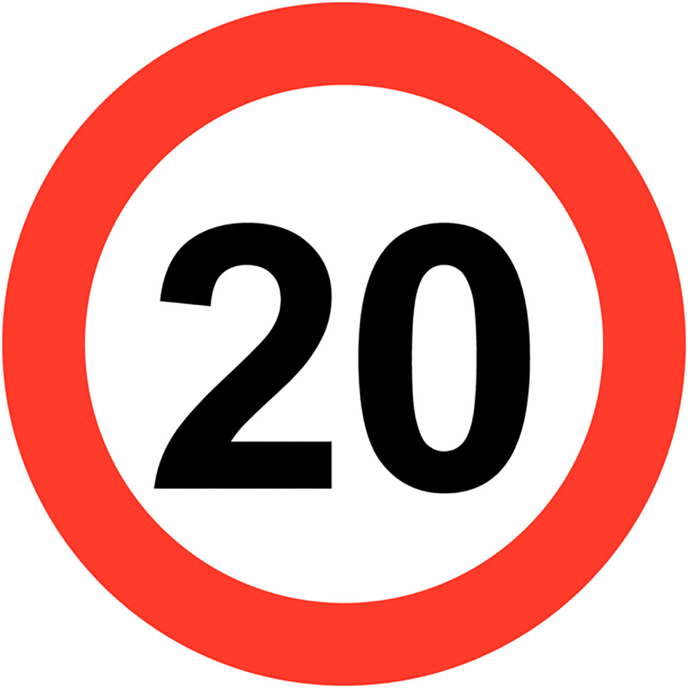 20mph Class 1 Reflective Traffic Sign 600mm Reflective Safety Sign  