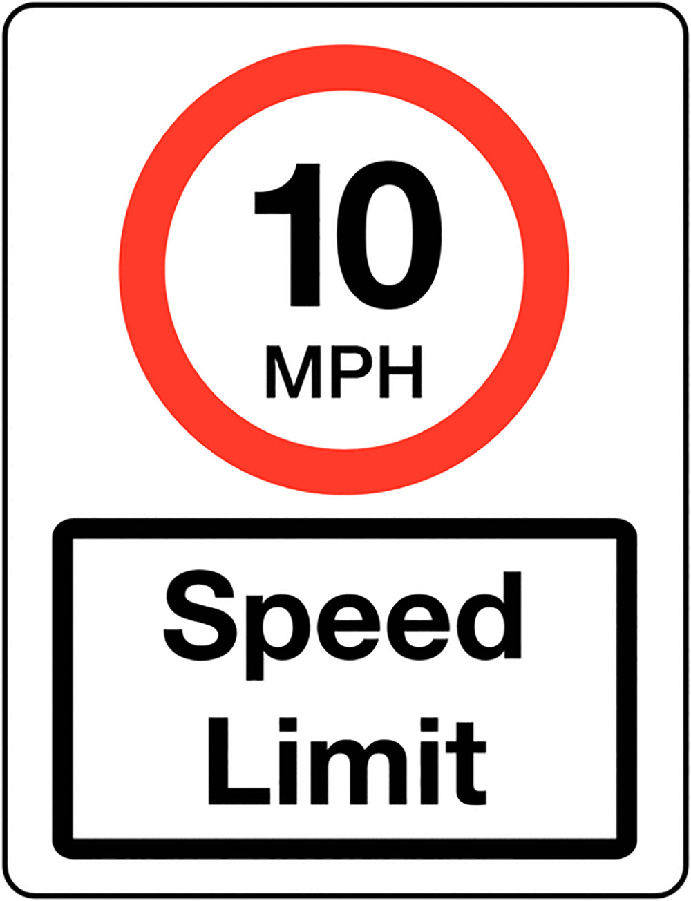 10mph Speed Limit Class 1 Reflective Traffic Sign 600x450mm Reflective Sign  