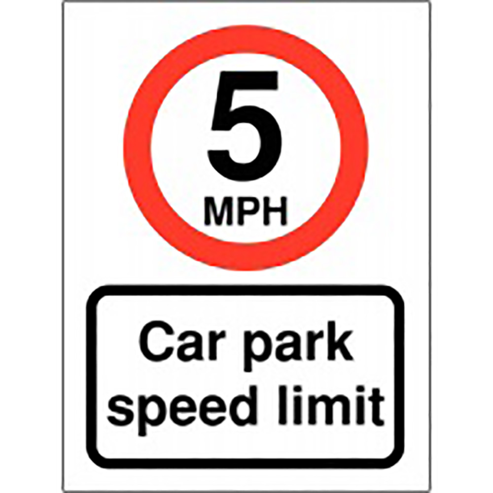 5mph Car Park Speed Limit 400 x 300mm 2mm Polycarbonate Safety Sign  
