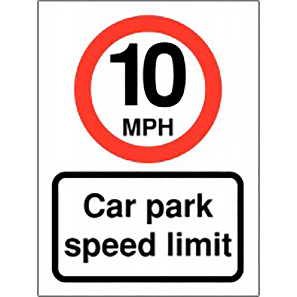 10mph Car Park Speed Limit 400 x 300mm 2mm Polycarbonate Safety Sign  