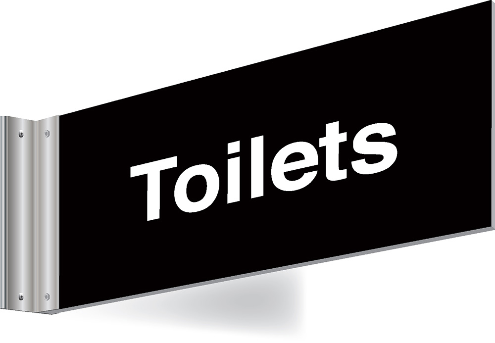 150x300mm Toilets Double-sided Washroom Sign - T Bar