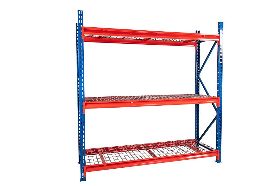 Longspan Racking 3 Level Bays - 471mm Deep - Steel Mesh Decks