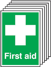 First Aid Safety Sign Pack of 6