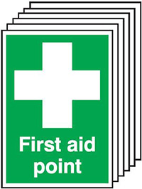 First Aid Point Safety Sign Pack of 6