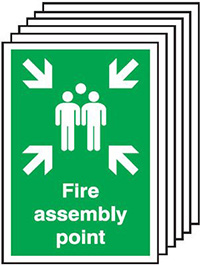 Fire Assembly Point Safety Sign Pack of 6