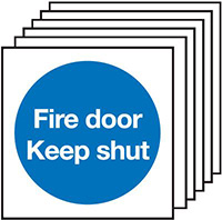 Fire Door Keep Shut 100x100mm Safety Sign Pack of 6