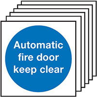 AutomaticFire Door Keep Clear 100x100mm Safety Sign Pack of 6