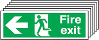 Fire Exit Running Man Arrow Left Safety Sign Pack of 6