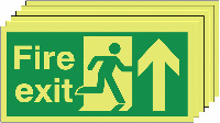 Fire Exit Running Man Arrow Up Safety Sign Pack of 6