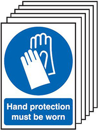 Hand Protection Must Be Worn Safety Sign Pack of 6