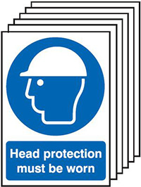 Head Protection Must Be Worn Safety Sign Pack of 6