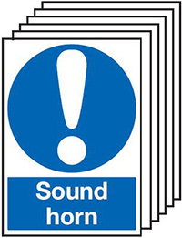 Sound Horn Safety Sign Pack of 6