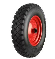 Black Pneumatic Tyre  Red Metal Ctr Wheel - 220mm